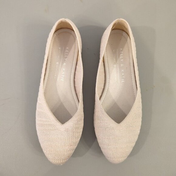 Kelly And Katie Fonzie 2 Ballet Flat Cream Washable Pointy Toe Size 6.5M - Picture 3 of 9